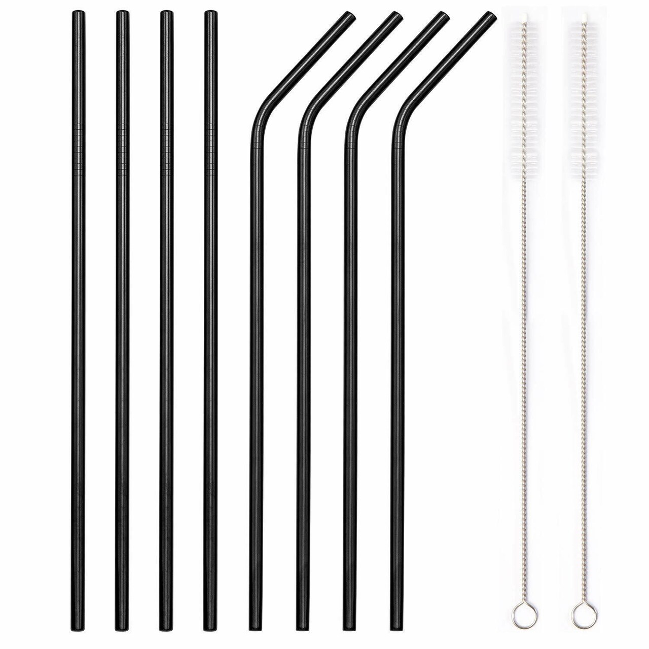 Kitcheniva 8PCS 10.5" Stainless Steel Ultra Long Metal Cocktail Straw And 2 Cleaner Brush